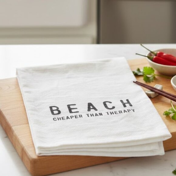 Beach is Cheaper Than Therapy Tea Towel - Picture 2 of 3